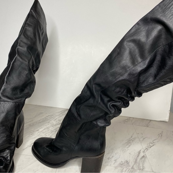 New! Free People Black Leather Heeled Tall Boot 8 1/2 - Picture 6 of 14